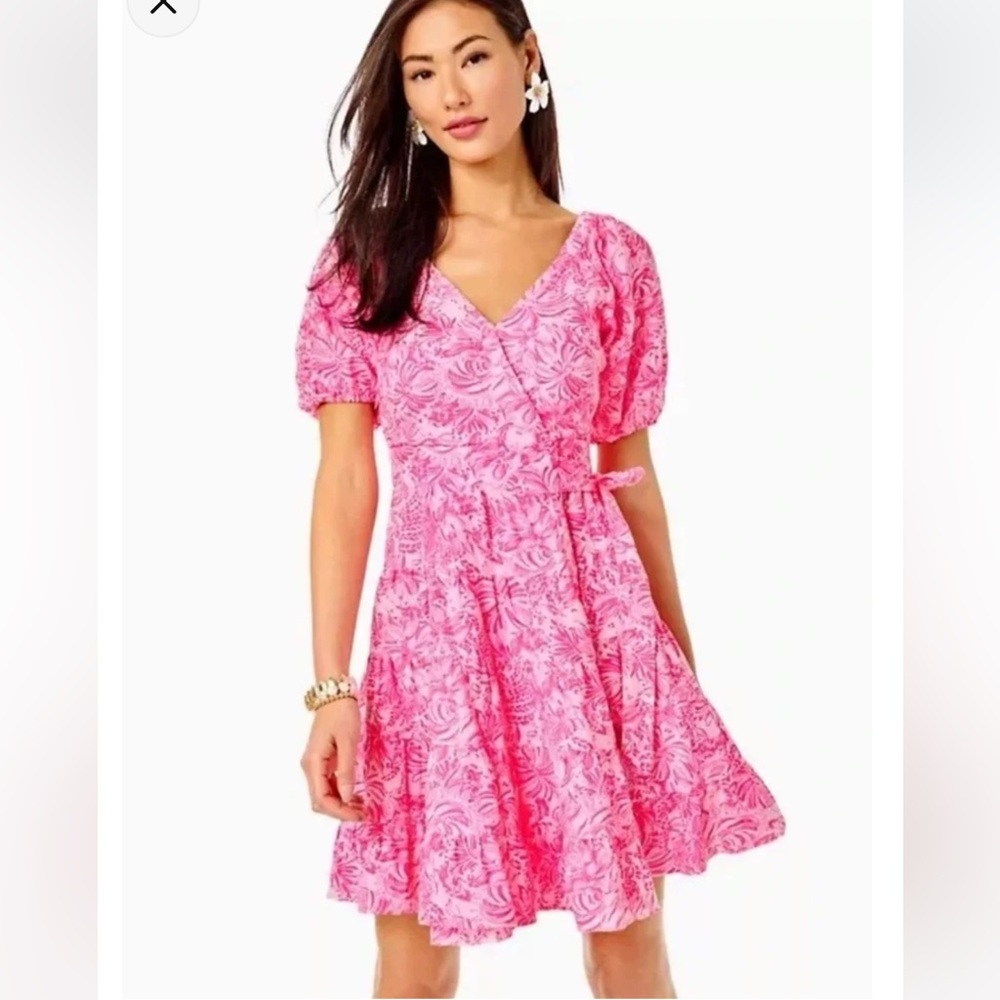 NWT Lilly Pulitzer Iralee Dress. Size 8. Pink blossom foxy llama print.